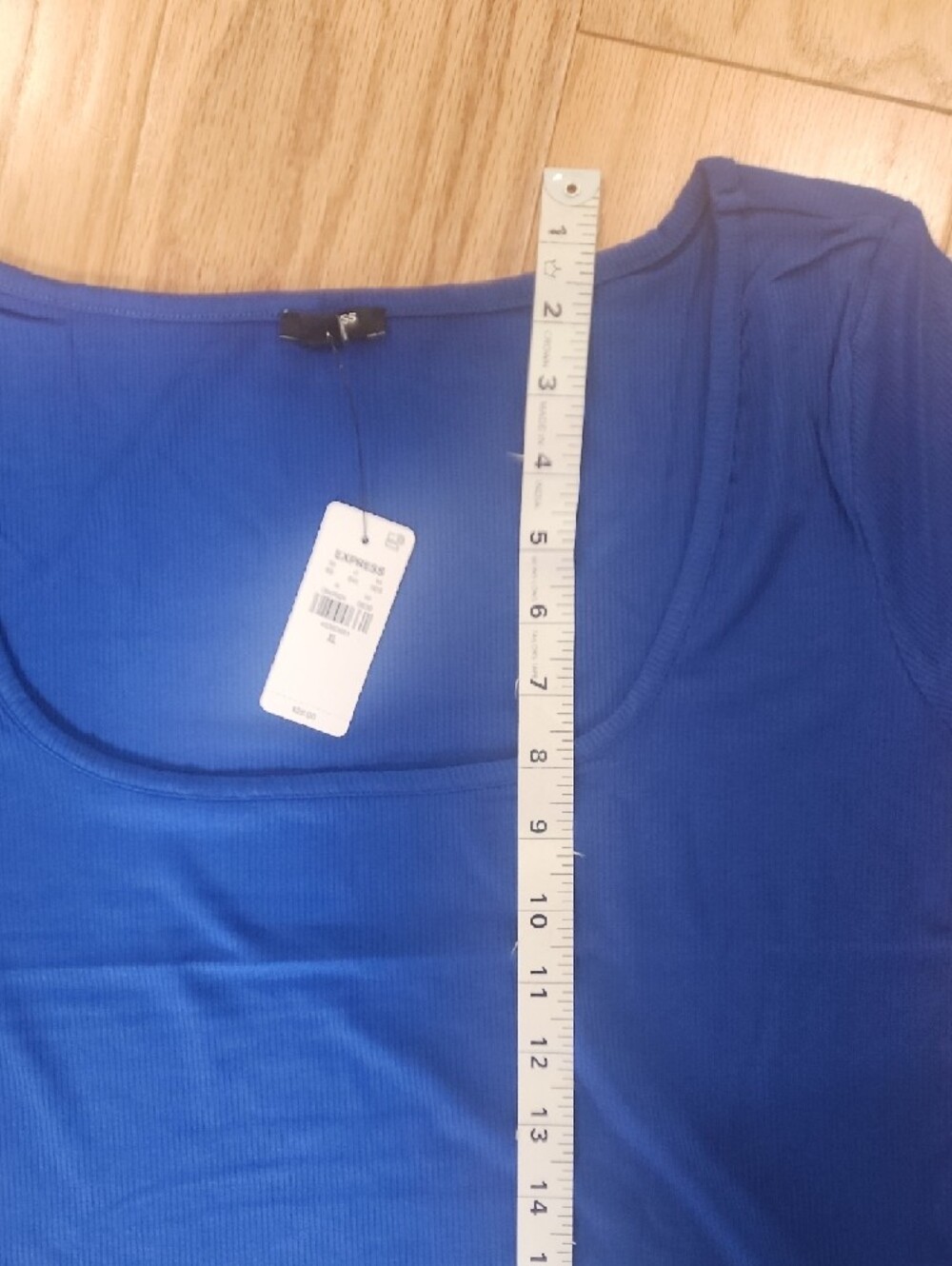 Express Fitted Ribbed Square Neck Crop Top Cobalt Blue XL NwT - Picture 10 of 16